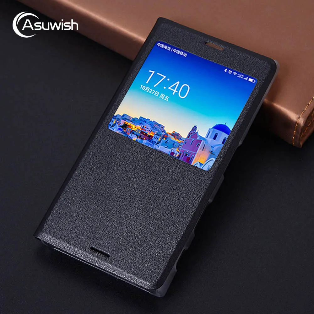 

Asuwish Flip Cover Leather Phone Case For Sony Xperia X Compact F5321 For Sony Xperia X F5121 Dual F5122 Case Slim Clear View