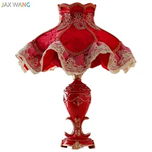 JW Европейская креативная красная полимерная настольная лампа, тканевый абажур для гостиной, свадьбы, спальни, прикроватная лампа, осветительные приборы для внутреннего использования