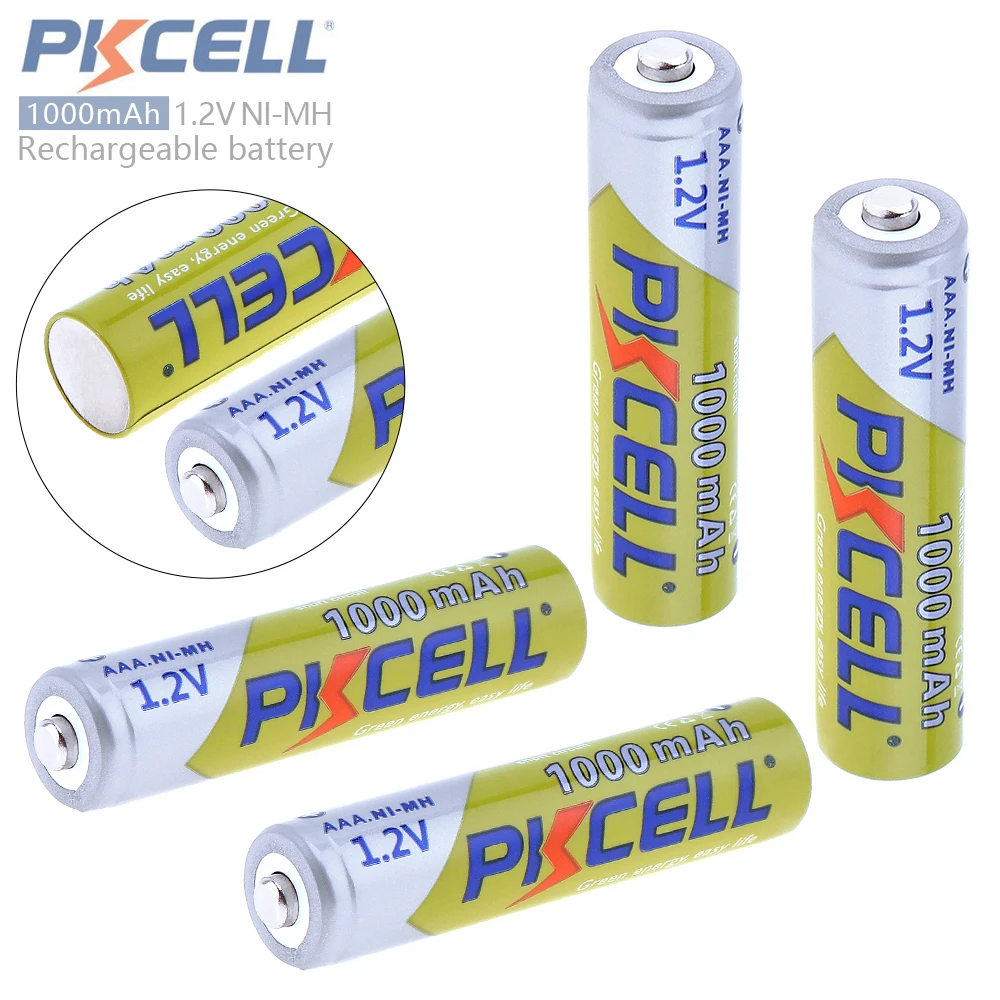 

4pcs PKCELL 1.2V 1000mAh AAA Ni-Mh NiMh Rechargeable Battery with Safety Relief Valve for Camera Toy + Battery Case Storage Box