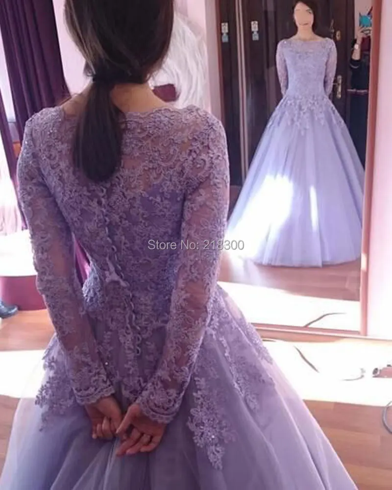 Fashion week Lace lilac prom dress for woman Fashion style Lace lilac prom dress for girls