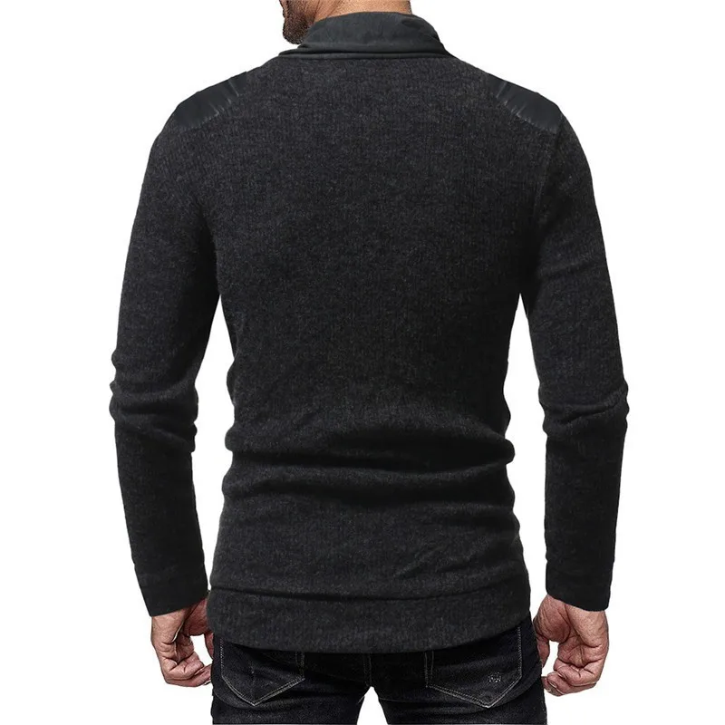Sweater Men 2018 Autumn Winter Warm Brand Male Long Sleeve Skin Buckle Solid Color Hooded Mens Heaps Collar Knitted Sweater