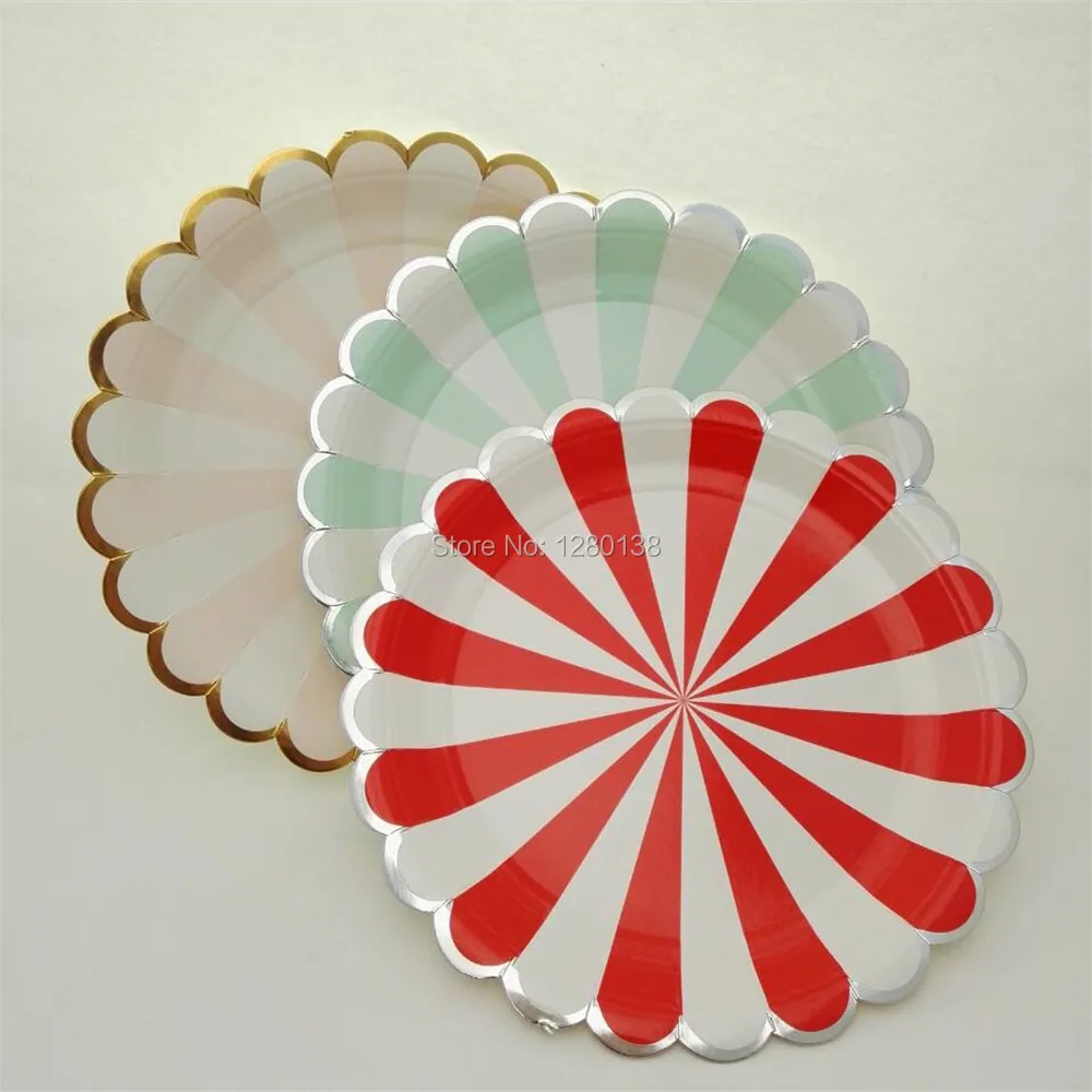 striped-design-party-paper-plates-gold-silver-candy-food-salad-plates-for-baby-shower-party