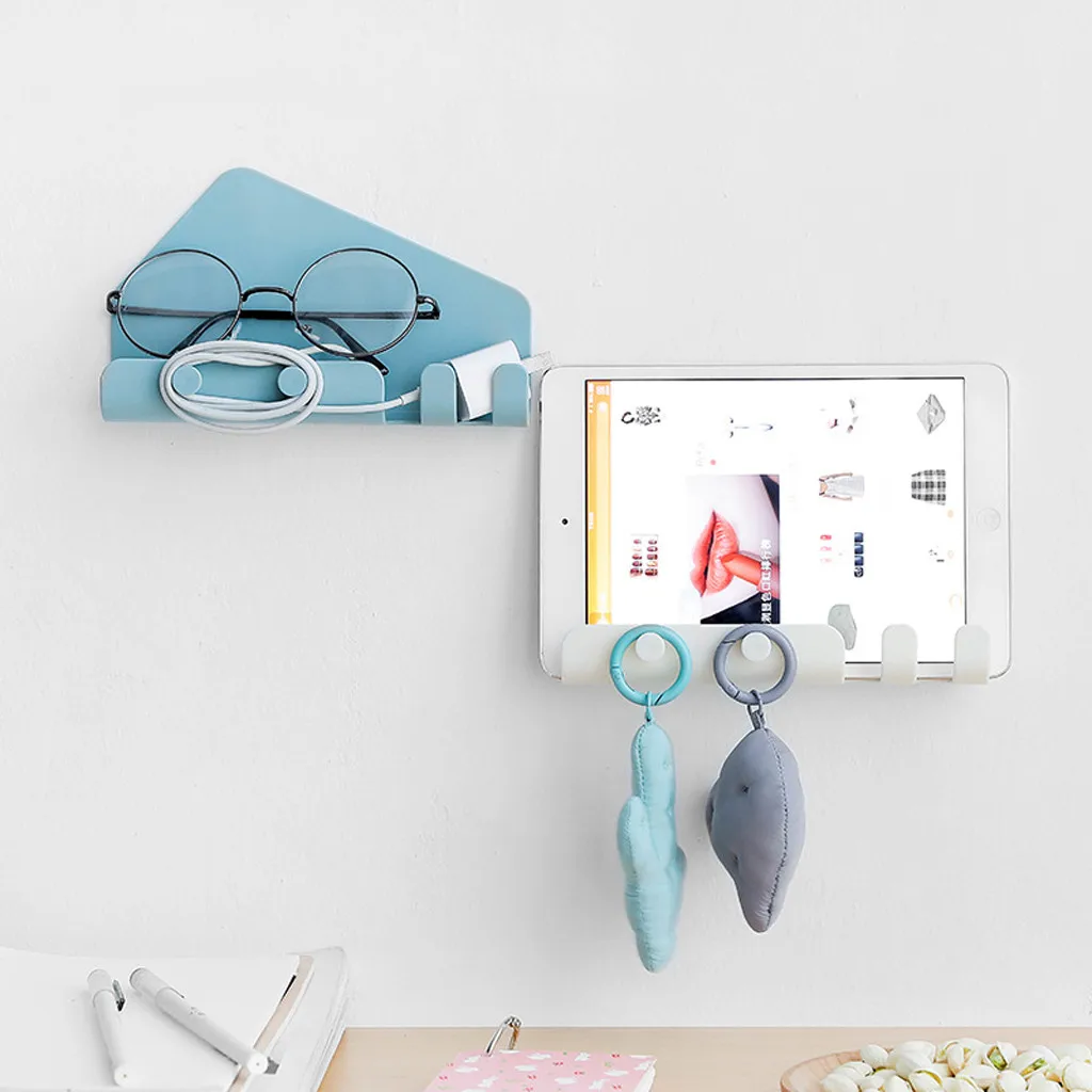 

Wall Mounted Storage Hanger Rack Bathroom Bedroom Toilet Kitchen Hanging Key Holder Hooks Sponge Scrubbers Drying Rack
