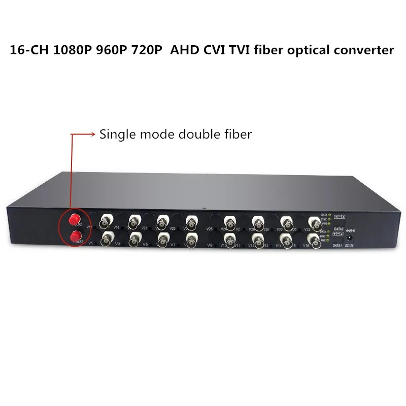

1080P HD video AHD CVI TVI Fiber optical converter, 16-CH video fiber optic transmitter single mode dual fiber 10KM