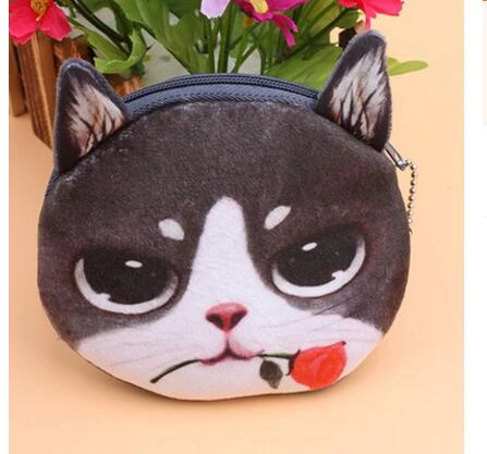 cat face coin purse