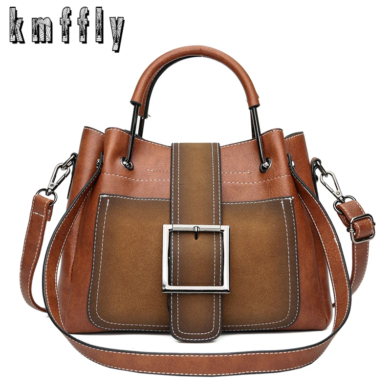 

KMFFLY Fashion 2018 Leather High capacity Ladies Handbags Women Messenger Bags Luxury Handbags Women Bags Designer Shoulder Bag