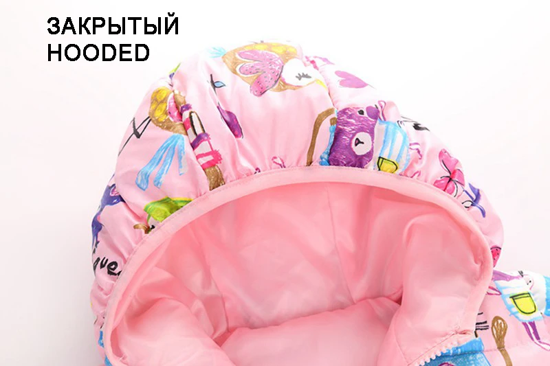 CROAL CHERIE  80-130cm Cartoon Graffiti Winter Coat For Girls Thick Cotton Baby Jacket For Girls Infant Overcoat Parkas  (2)