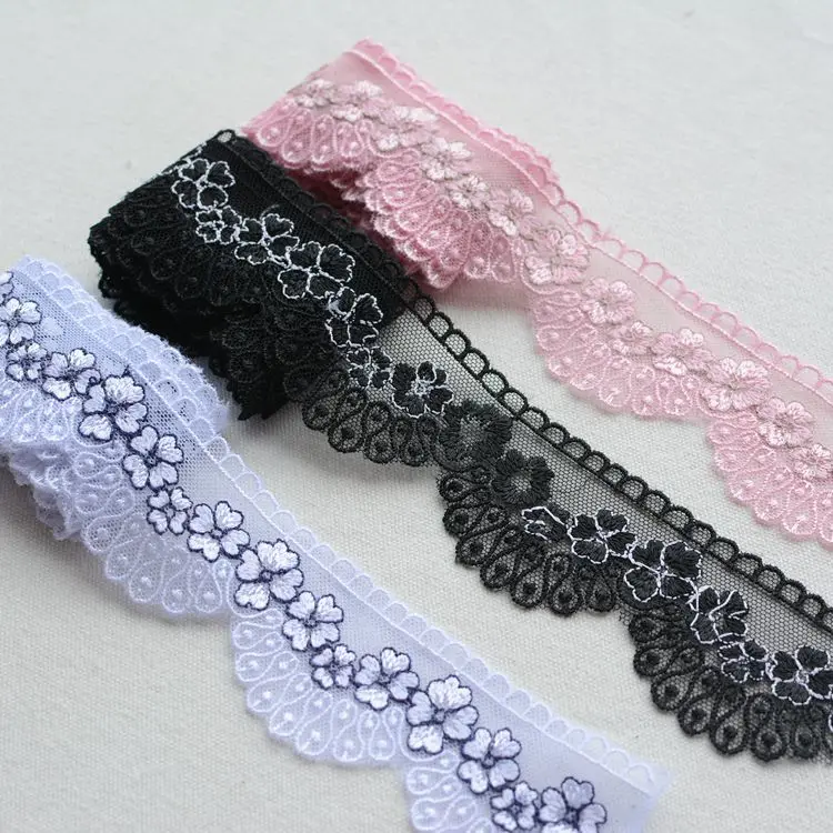 

2Meters 4cm Mesh Embroidery Lace Trim DIY Skirt Edge Doll Dress Dress Decorative Accessories