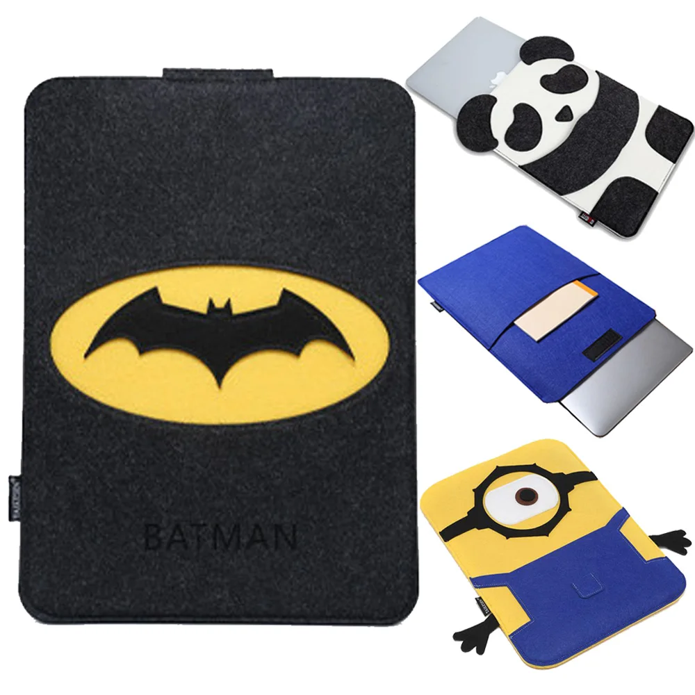 For Macbook Pro / Retina 13 inch Batman Superman Minions Cartoon Organizer Felt Laptop Bag For Macbook Air 13 inch Sleeve Cases