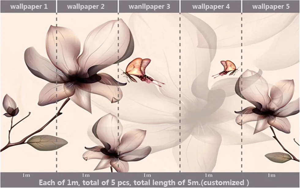 Пользовательские фрески 3D креативные трехмерные украшения цветок бабочка крыльцо фон стены производители оптом обои mur