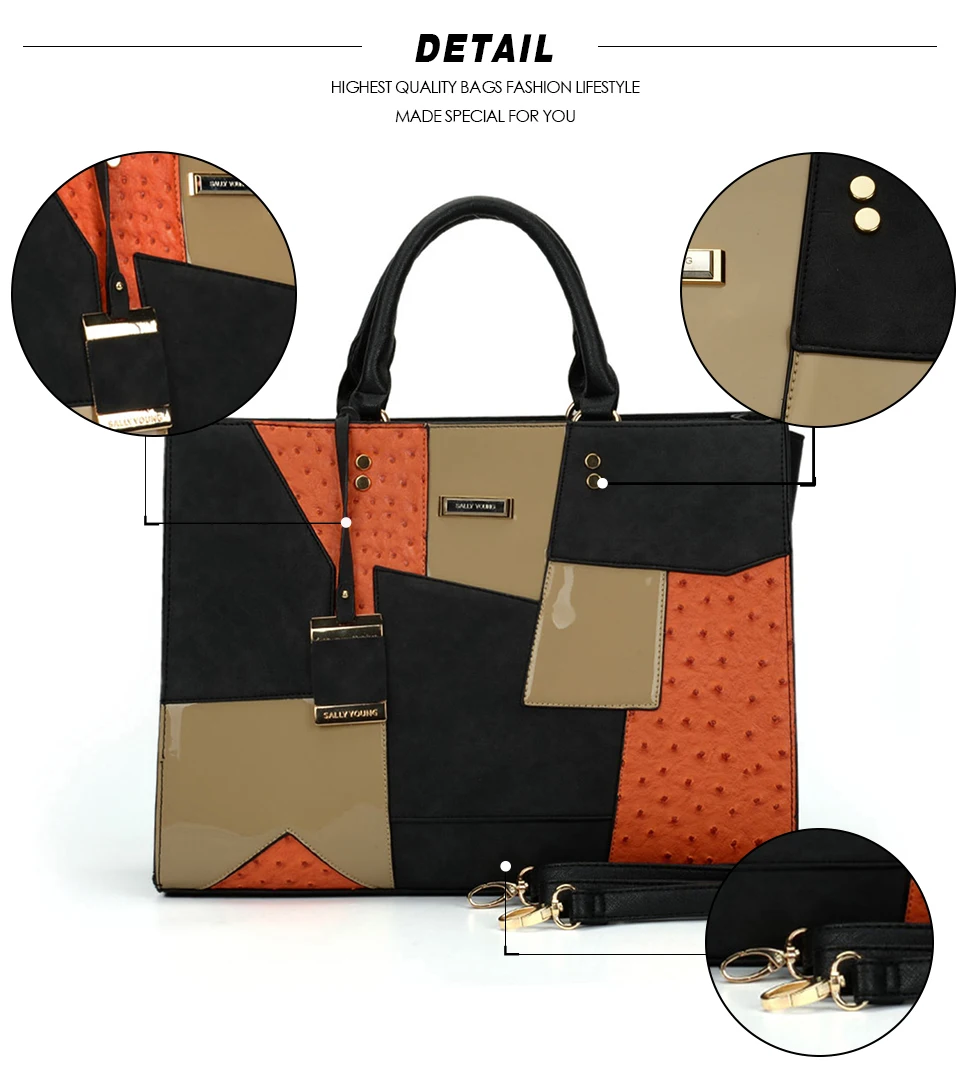 Женская сумка, дизайнерские сумки, высокое качество, женские сумки, женская Лоскутная сумка-тоут, сафьяно, металлическая подвеска, женская сумка, большая | SY2136