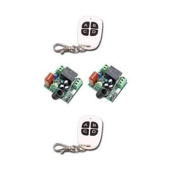 

Hot Selling AC220V Mini 10A 1CH RF Wireless Remote Control Switch System 2Transmitter + 2Receiver with A B C D Key 315/433mhz