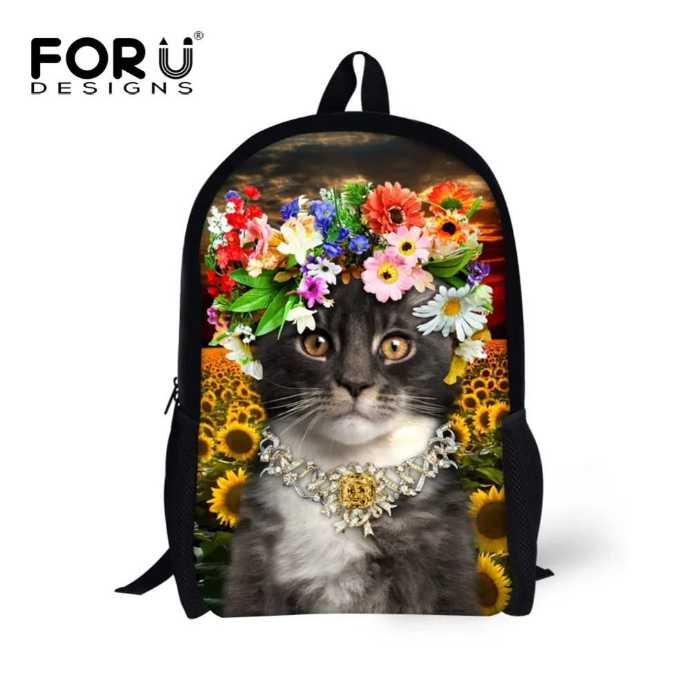

Fashion Women Backpacks Cute Cat Girls Bags 16 Inch Flower Backpacks to School Mochila Escolar Children Satchel Travel Bagpacks