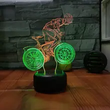 Велосипед 3d визуальная Ночная настольная лампа светильник креативный цвет ful Прекрасный 7 Изменение цвета светильник ing настольные лампы