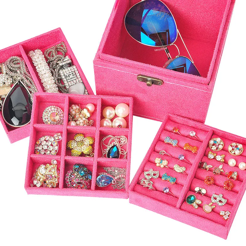 Трехслойная бархатная шкатулка с оленем в Корейском стиле|jewelry case|jewelry boxjewelry storage