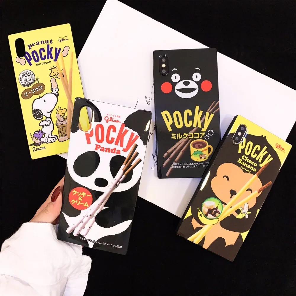 

Cartoon Square shell For iPhone 9 10 X XS XR xs max CUTE style mobile phone bags for iPhone 7 7p 8 8plus black background
