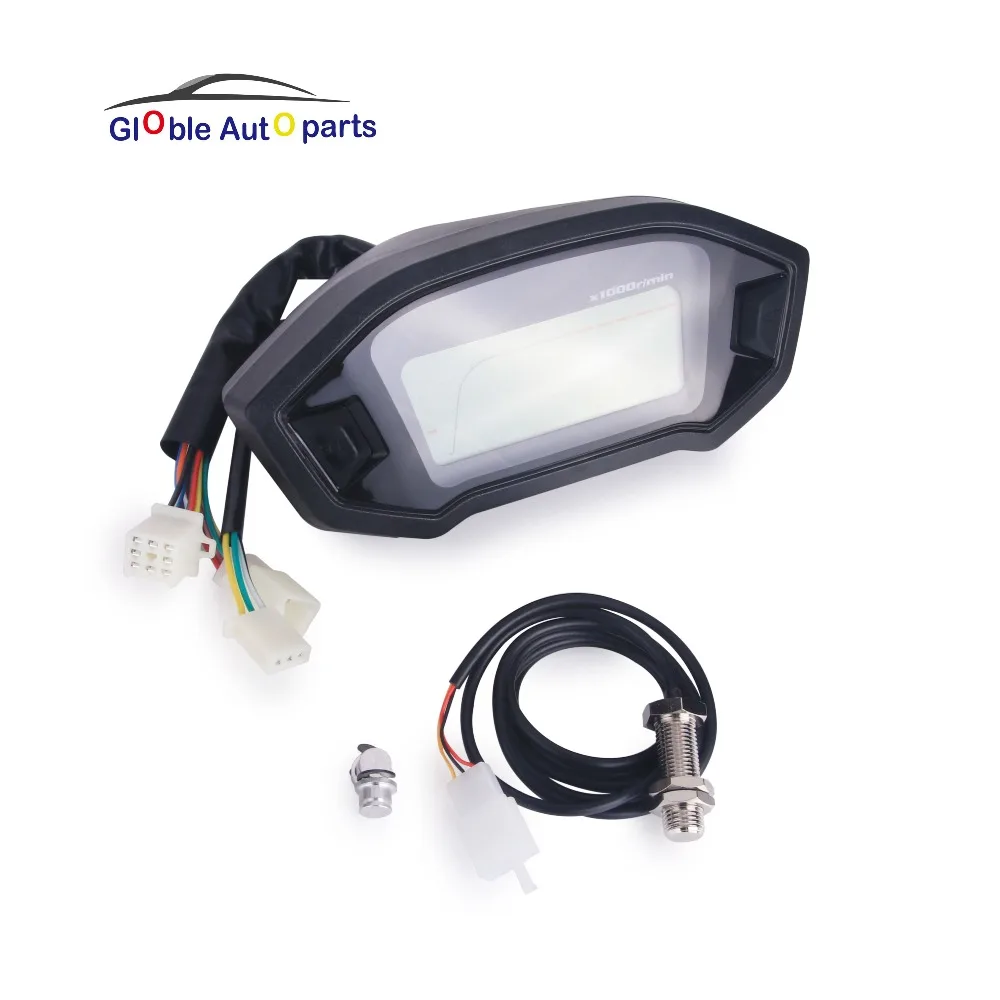 

12V Universal Black Motorcycle LCD Digital Speedometer Odometer Tachometer KMH Speed Sensor Gauge Backlight 1 2 4 Cylinders