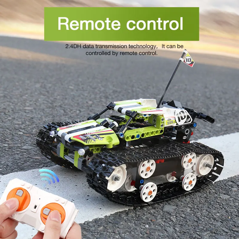 Ceny Zabawka dla dzieci seria Technic RC Track pilot zdalnego sterowania wyścig zestaw samochodowy klocki klocki zabawki edukacyjne kompatybilny z 20033