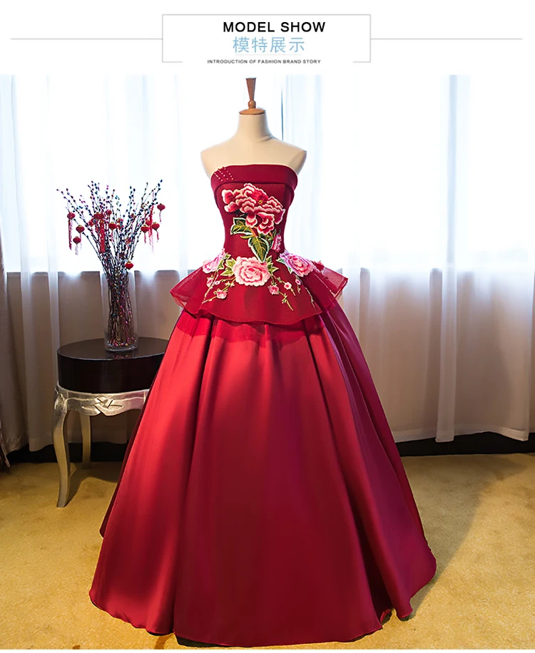 

100% embroidery wine red queen/princess cosplay ball gown victoria dress belle ball/long medieval dress/victorian
