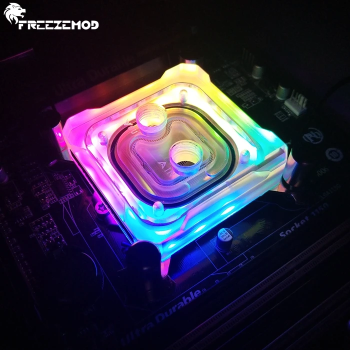 FREEZEMOD компьютер PC cpu кулер для воды блок AMD AM2 AM3 AM4 3pin 5V светильник медная пластина основания водяного охлаждения. AMD-PK5E