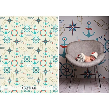 

Baby Kids Pirate Party Backdrop Printed Rudder Anchor Lifebuoy Pattern Newborn Photography Props Children Photo Studio Backgroud