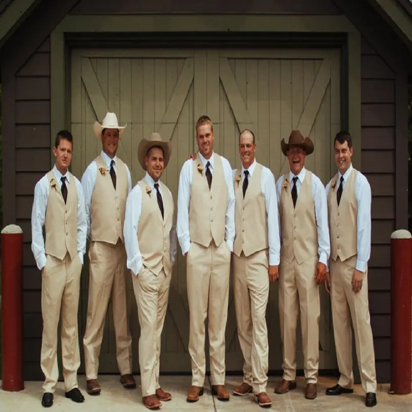 Custom Made Khaki Wedding Vest and Pants For Groomsmen Clothes ...