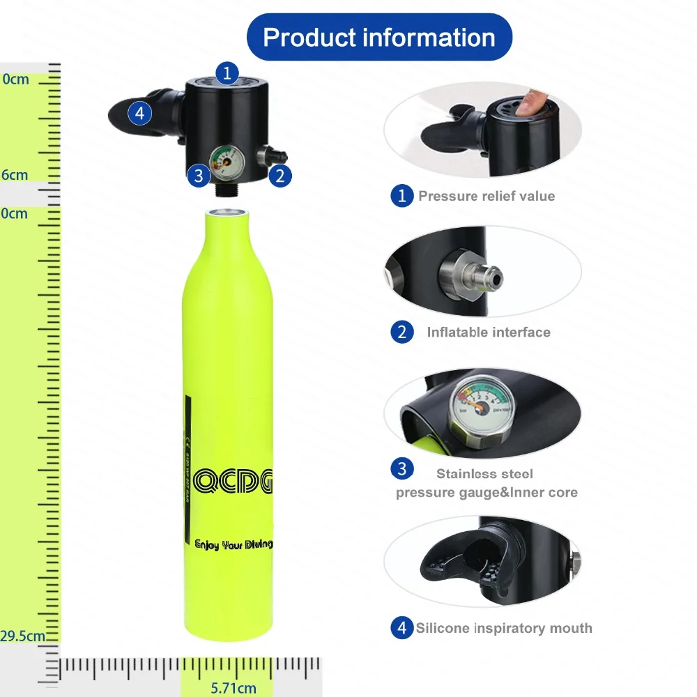 Мини кислородные баллоны с насосом для подводного плавания, подводное дыхательное устройство, небольшой регулятор для дайвинга, цилиндр