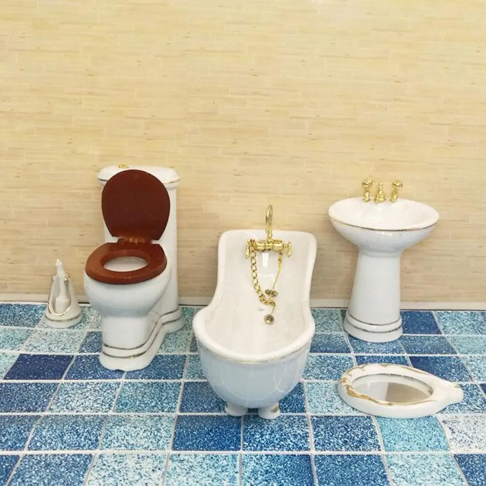 5PCS Doll House Accessory Mini Bathroom Set Bathroom Model For Doll House Toys For Girl Bathtub Toilet Model 5PCS Doll House Accessory Mini Bathroom Set Bathroom Model For Doll House Toys For Girl Bathtub Toilet Model