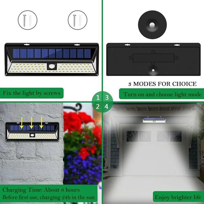 2 шт 90 светодиодный солнечного света настенный светильник Три режима движения PIR Сенсор IP65 Водонепроницаемый открытый сад лампе свет Solaire