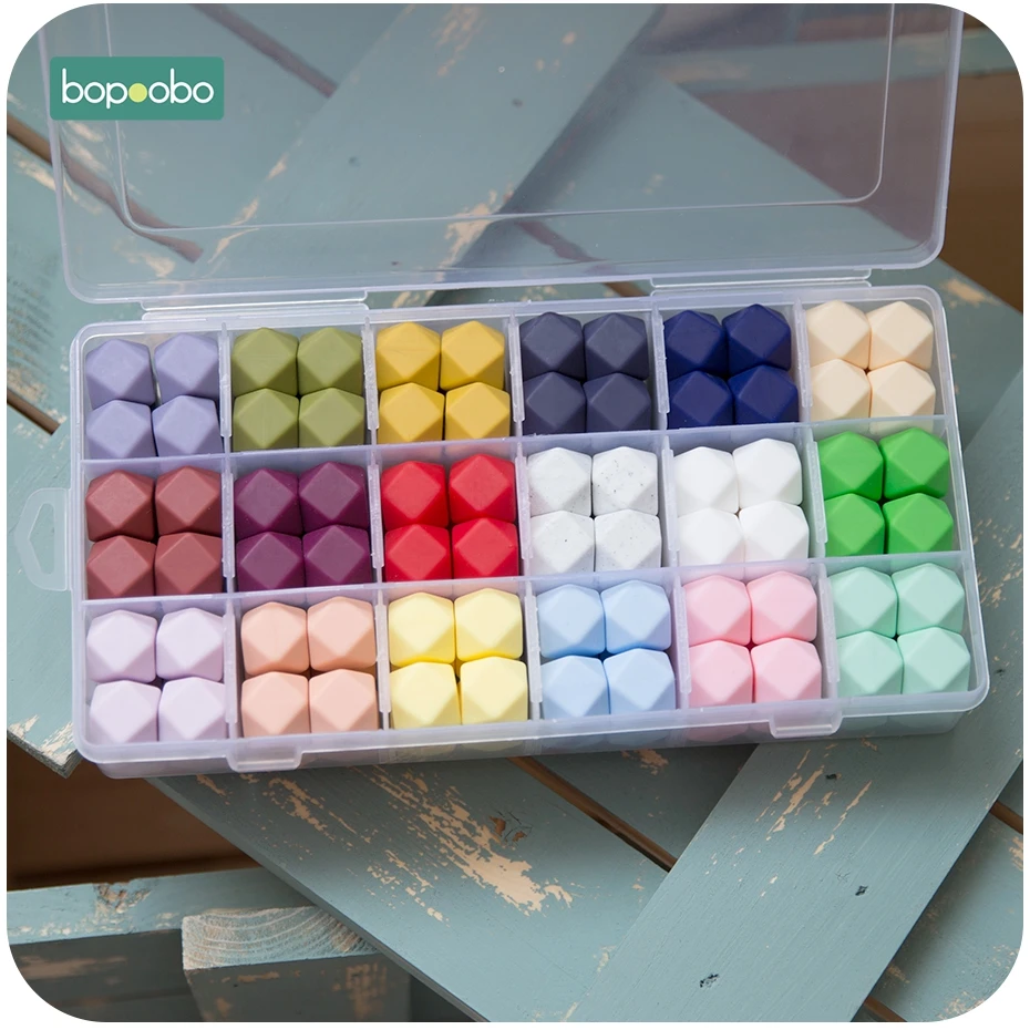 

Bopoobo 5Pc 14mm Silicone Hexagon Beads Silicone Baby Teether 17mm Silicone Beads For Necklace Safe Toys Silicone Tiny Rod