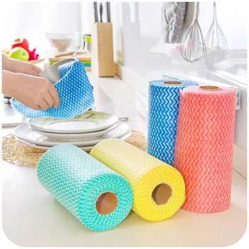 

50Pcs/Roll Clean Non-woven Fabric Wipes Disposable Tornable Eco-Friendly Avoid Wash Kitchen Cleaning Cloth Wipe Window Stove