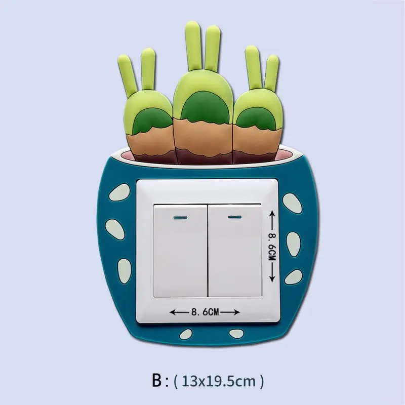 Украшение для дома Милая мультяшная светящаяся домашняя Защитная крышка переключателя квадратной формы настенный светильник наклейки на розетку - Цвет: B