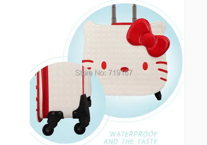 Новый Hello Kitty для женщин и девочек дети тележки случаев камера 18 "Uniersal колеса поворотные Колёсики 3D дорожного чемодана сумка EMS бесплатная