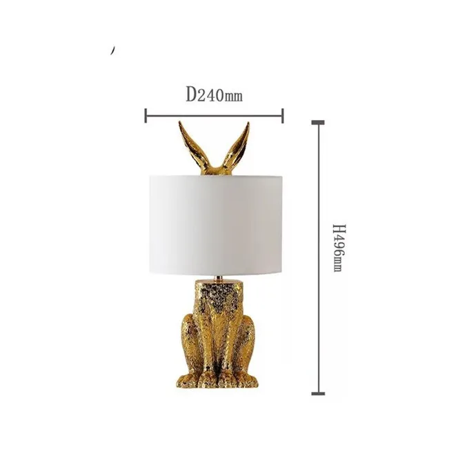Современные золотые настольные лампы, тканевый абажур, ночные светильники, дизайн животных, простая лампа для чтения, маленький ночник, полимерная настольная лампа