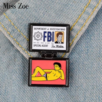 

Mulders wallet Enamel Pin Flip Cover FBI The Springfield Files Brooch badge Lapel pin Denim Jeans shirt bag Cartoon Jewelry Gift