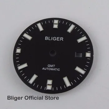 

BLIGER 31.5mm Black Dial White Marks Date Window Watch Dial Fit For GMT Automatic Movement Men's Watch Dial