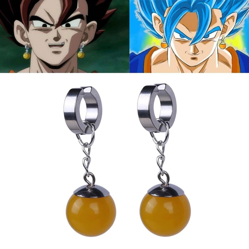 Anime Super Dragon Ball Z Vegetto Potara Earring Cosplay Earrings Ear Stud Goku Clip Earrings (3)