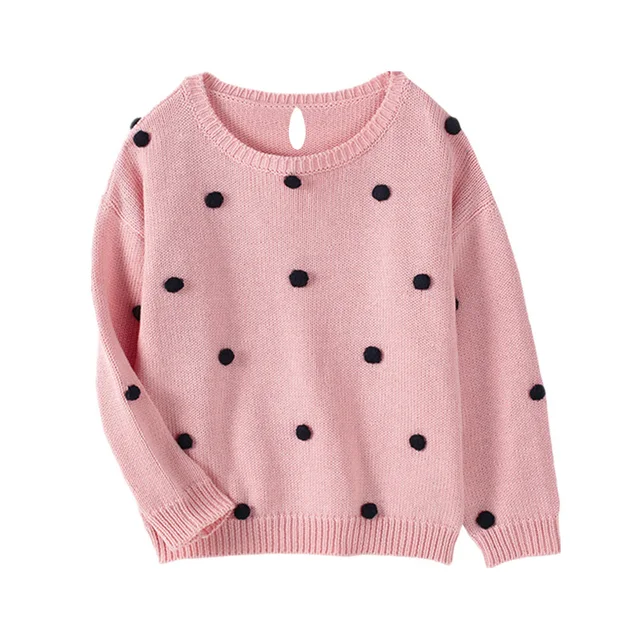 Baby Girls Sweaters Autumn Warm O neck Pullovers Cute Ball Newborn Clothing Wear Kids Knitted