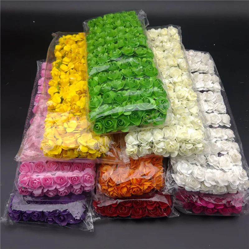144Pcs/Lot Mini Lace Foam Rose Artificial Flower for Wedding Home Decoration DIY Craft Gift BoxDecor Fake Flower Scrapbooking.j 144Pcs/Lot Mini Lace Foam Rose Artificial Flower for Wedding Home Decoration DIY Craft Gift BoxDecor Fake Flower Scrapbooking.j