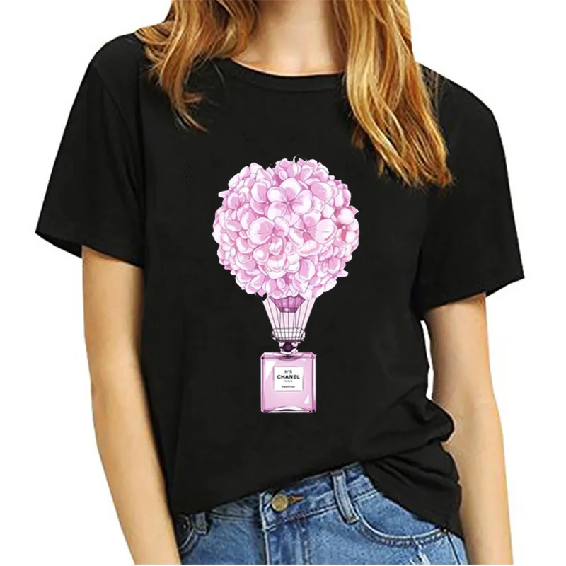 

Hipster Vogue Brand Paris Perfume Womens T Shirts Women Summer Cotton Plus Size Clothes Tops Tee Black Female Shirts