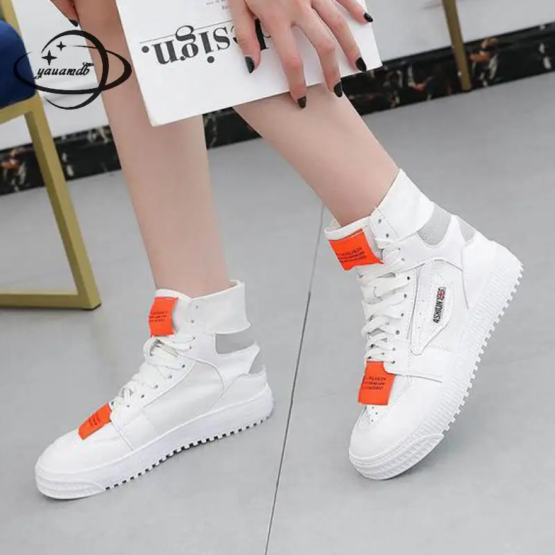 

YAUAMDB women boots female 35-39 spring autumn flat ankle martin boots high top lace up solid color round toe ladies shoes ly52