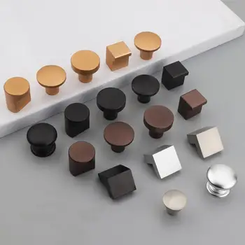 

Modern minimalist solid single hole handle cabinet door drawer gold matte black round square personality small handle