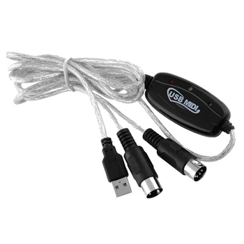 

USB IN-OUT MIDI Interface Cable Converter PC to Music Keyboard Adapter Cord &T8