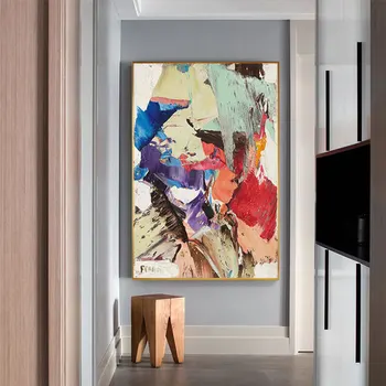 

Wonderful Color Blocks World Canvas Painting Blue Orange Red Posters and Prints Wall Picture for Living Room Abstract painting