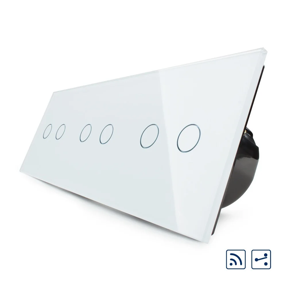 

Livolo EU Standard, Touch Switch, Combination Luxury Wall Triple Remote Switch, C706SR-11,6Gang 6Way With Crystal Glass Panel