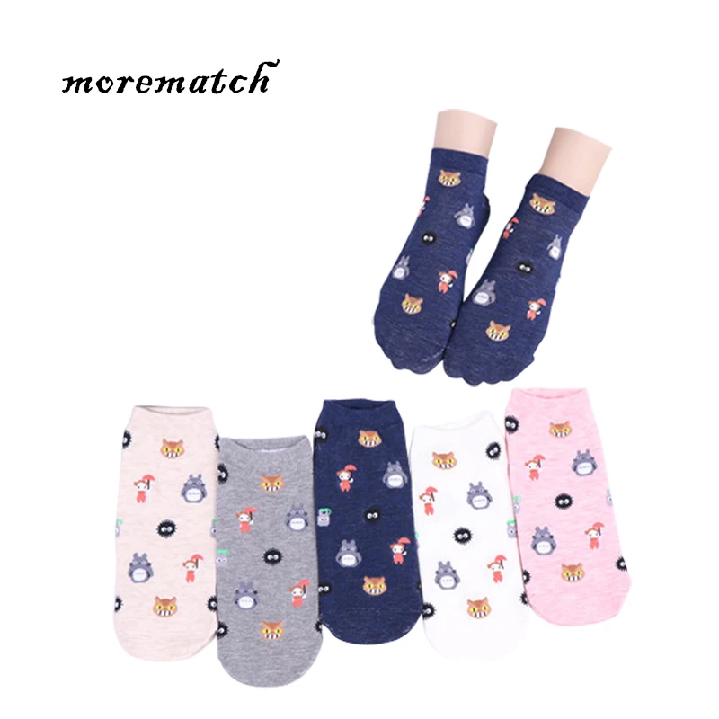 Morematch/1 пара женских носков в студенческом стиле хлопковые носки с героями мультфильмов Тоторо носки для отдыха 5 цветов на выбор