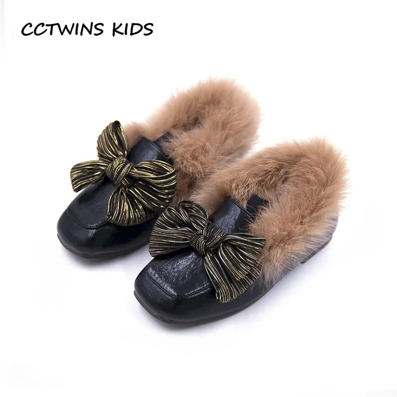 

CCTWINS KIDS 2018 Winter Children Fashion Butterfly Slip On Shoe Baby Girl Brand Loafer Toddler Pu Leather Party Flat FC2393