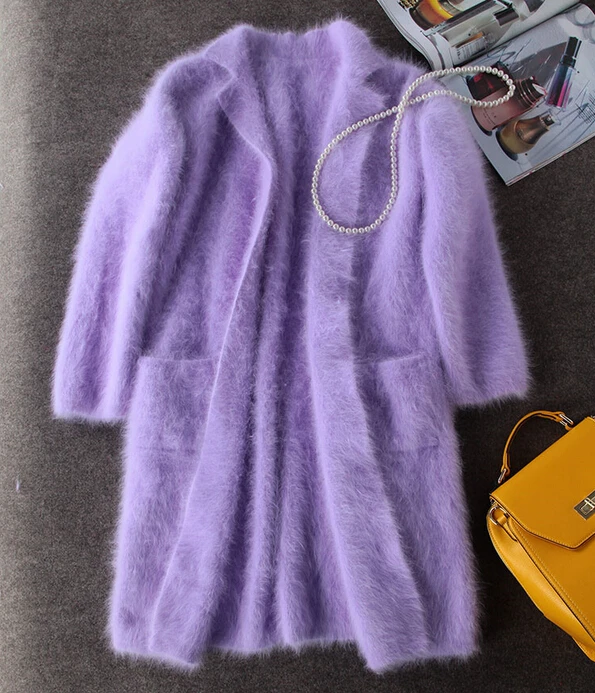 Luxury Long Mink Cashmere Coat Women Fashion Real Mink Cashmere Long Jacket Wholesale Retail Custom big size and color TFP830