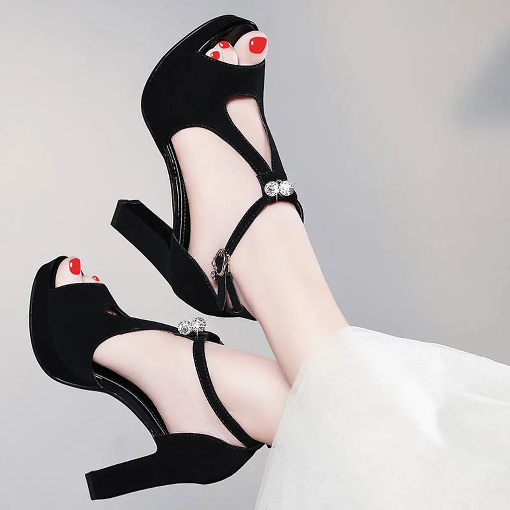 Туфли-лодочки высокого качества обувь на тонком каблуке Летняя женская модная обувь для свадебной вечеринки на квадратном каблуке; повседневная обувь на платформе с открытым носком на высоком каблуке