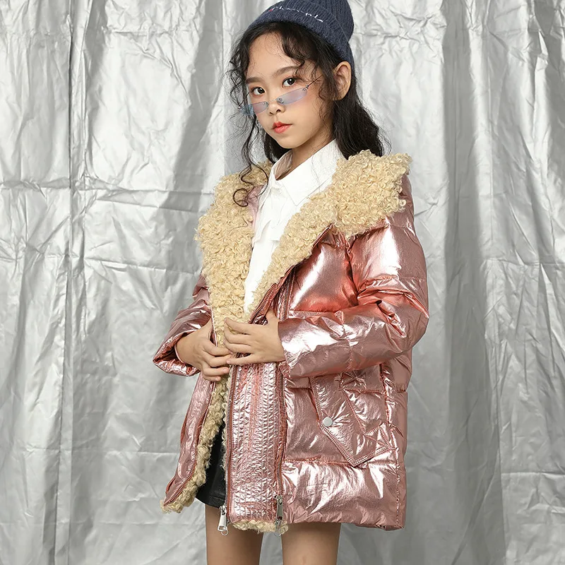 

Fur Hooded Girl Winter Jacket and Jacket Coat Parenting Long Down Jacket Kids Girls Clothes Children Pike Coat Baby Girl Costume